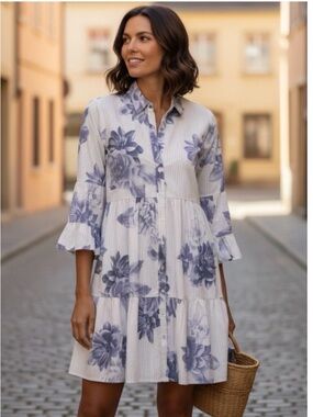 Johnny Was Workshop Delaney Easy Tiered Floral Dress NWT  $270 Sz Med